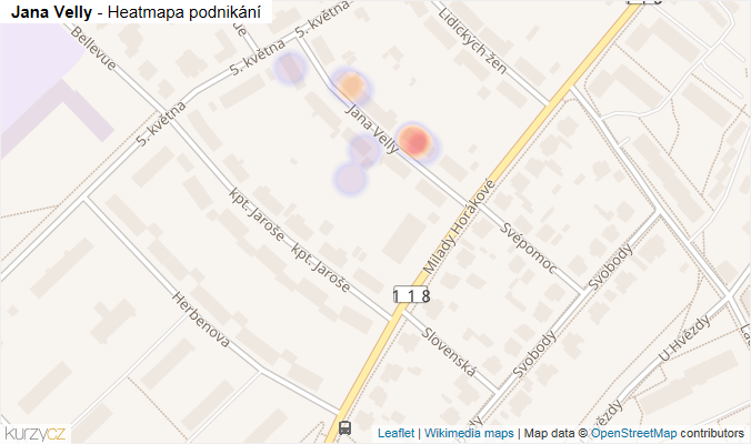 Mapa Jana Velly - Firmy v ulici.
