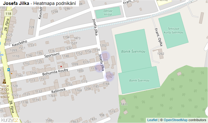 Mapa Josefa Jílka - Firmy v ulici.