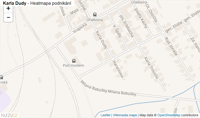 Mapa Karla Dudy - Firmy v ulici.