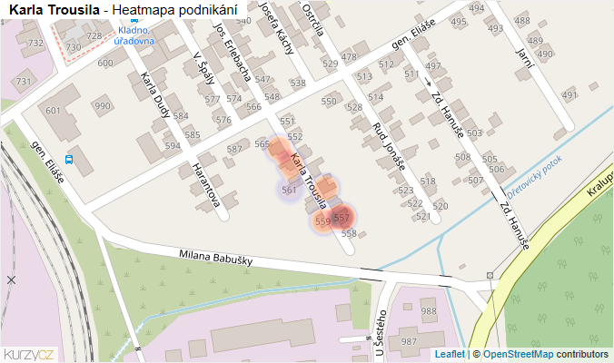 Mapa Karla Trousila - Firmy v ulici.