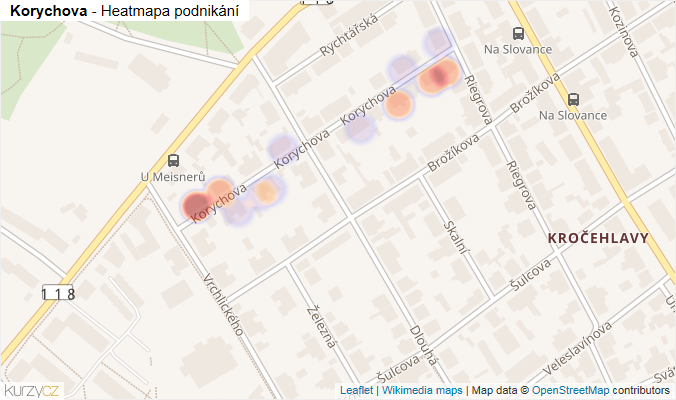 Mapa Korychova - Firmy v ulici.