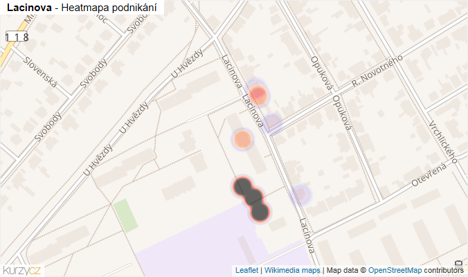 Mapa Lacinova - Firmy v ulici.