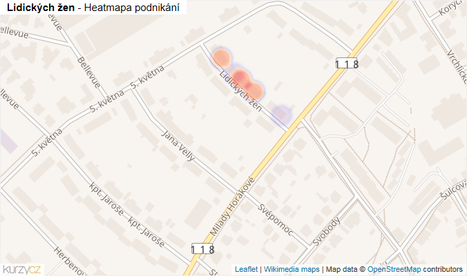 Mapa Lidických žen - Firmy v ulici.