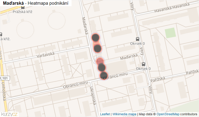 Mapa Maďarská - Firmy v ulici.