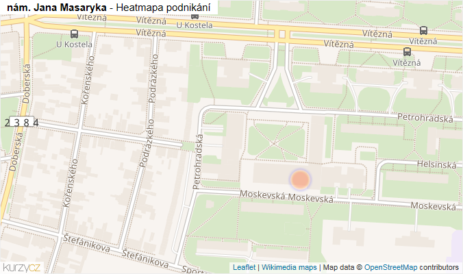 Mapa nám. Jana Masaryka - Firmy v ulici.
