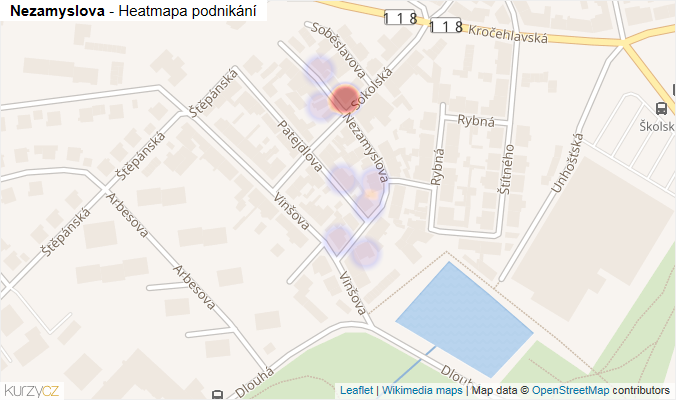 Mapa Nezamyslova - Firmy v ulici.