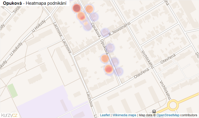 Mapa Opuková - Firmy v ulici.