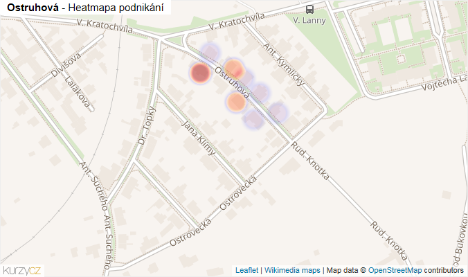 Mapa Ostruhová - Firmy v ulici.