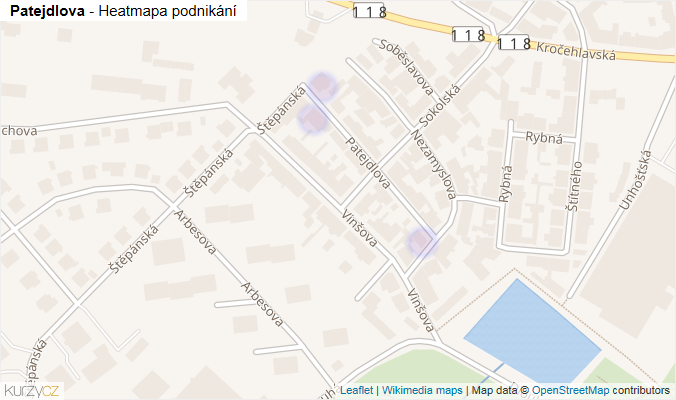 Mapa Patejdlova - Firmy v ulici.