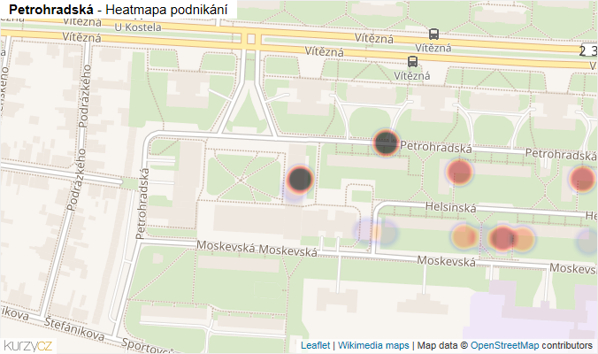 Mapa Petrohradská - Firmy v ulici.