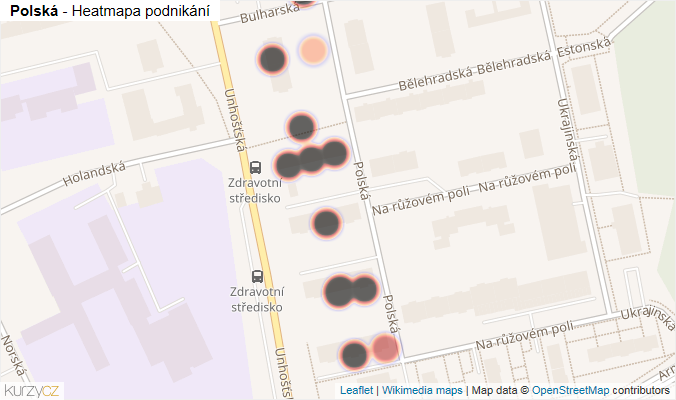 Mapa Polská - Firmy v ulici.