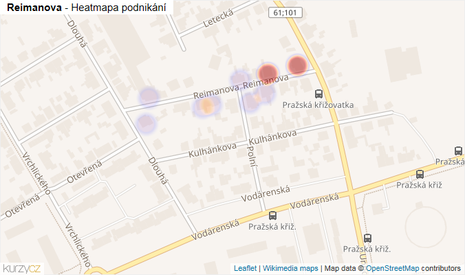 Mapa Reimanova - Firmy v ulici.