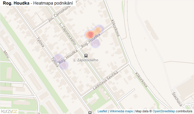 Mapa Rog. Houdka - Firmy v ulici.