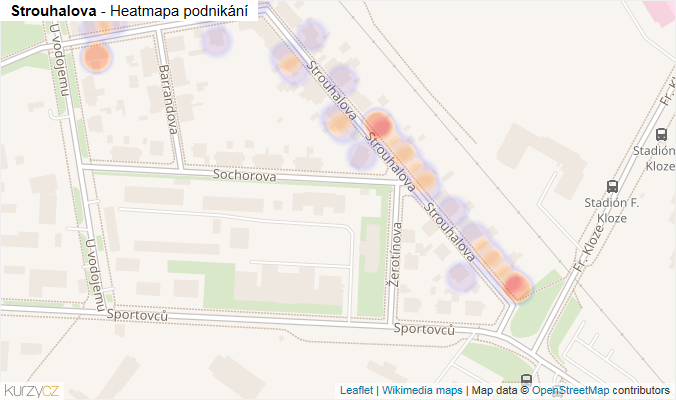 Mapa Strouhalova - Firmy v ulici.