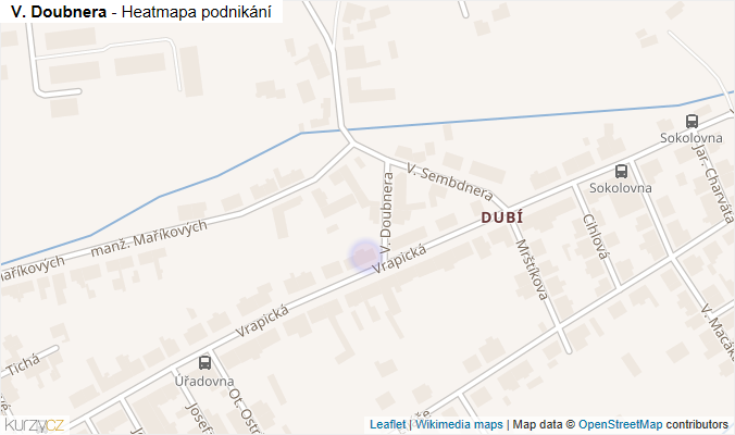 Mapa V. Doubnera - Firmy v ulici.