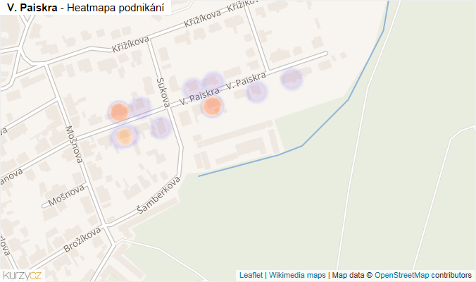 Mapa V. Paiskra - Firmy v ulici.