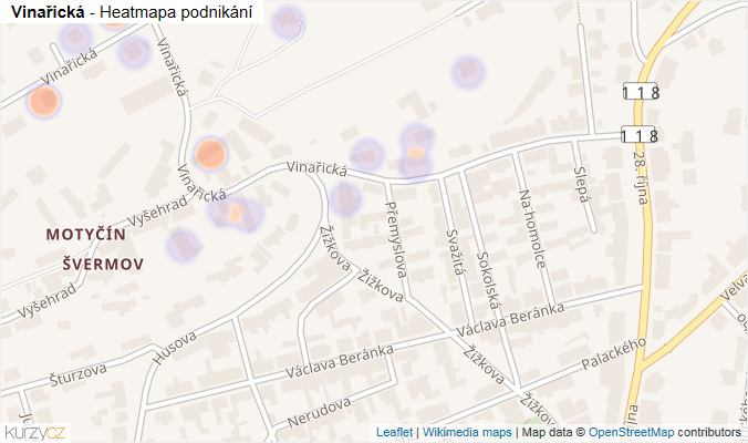 Mapa Vinařická - Firmy v ulici.