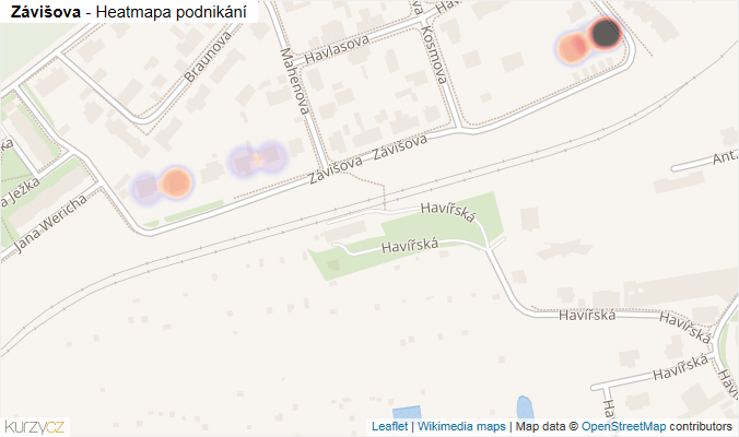 Mapa Závišova - Firmy v ulici.
