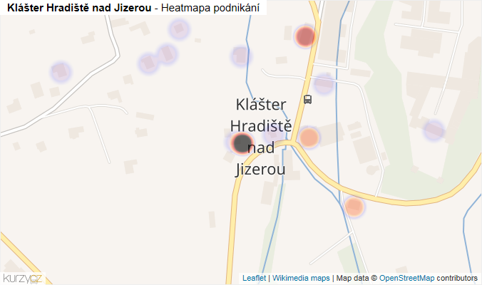 Mapa Klášter Hradiště nad Jizerou - Firmy v části obce.