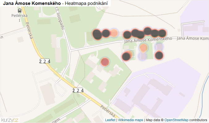 Mapa Jana Ámose Komenského - Firmy v ulici.