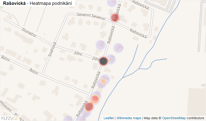 Mapa Rašovická - Firmy v ulici.