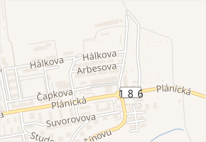 Arbesova v obci Klatovy - mapa ulice