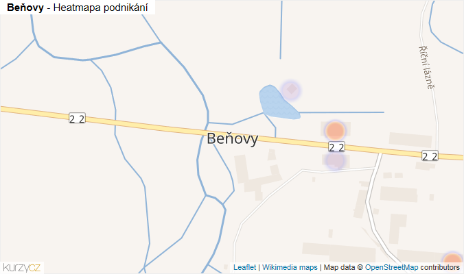 Mapa Beňovy - Firmy v části obce.