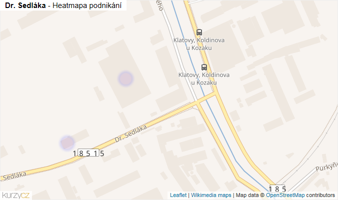 Mapa Dr. Sedláka - Firmy v ulici.