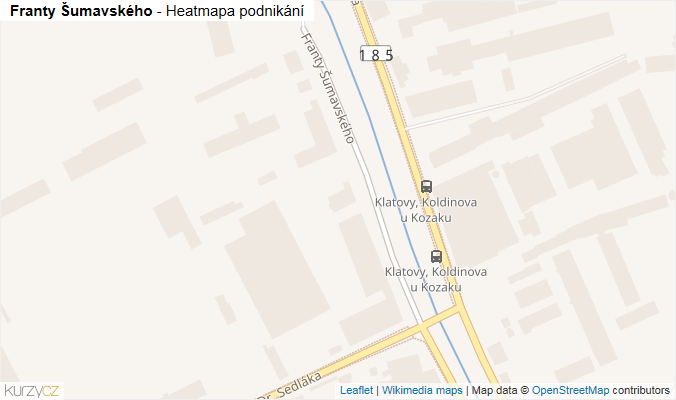 Mapa Franty Šumavského - Firmy v ulici.
