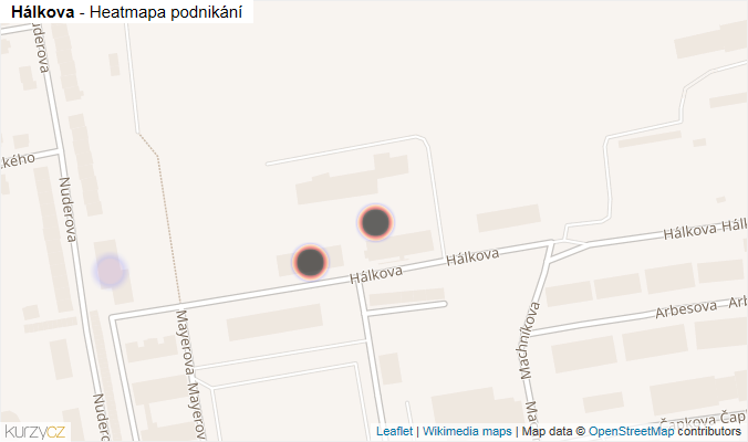 Mapa Hálkova - Firmy v ulici.
