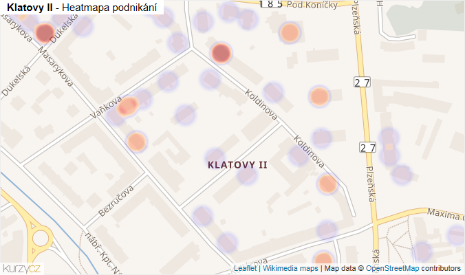 Mapa Klatovy II - Firmy v části obce.