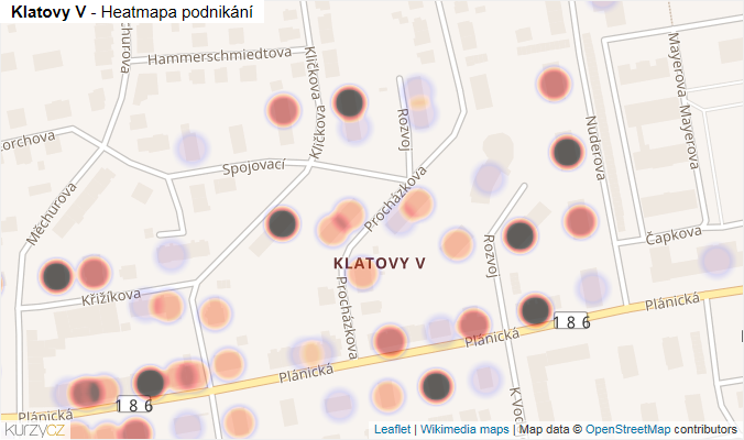 Mapa Klatovy V - Firmy v části obce.