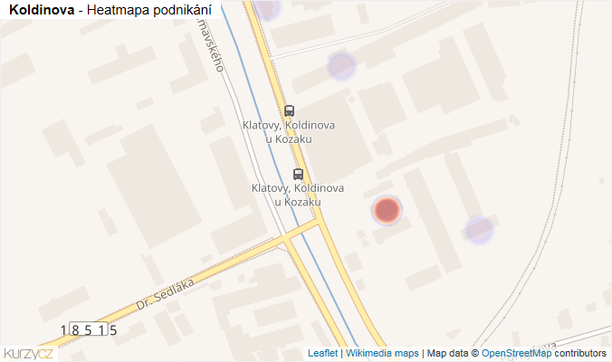 Mapa Koldinova - Firmy v ulici.