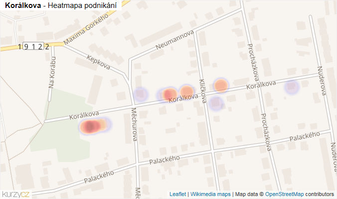 Mapa Korálkova - Firmy v ulici.