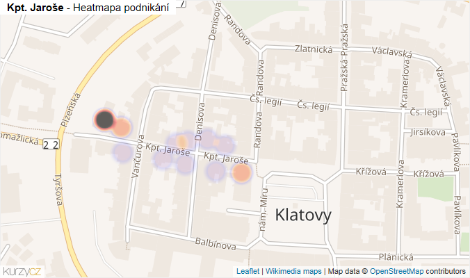 Mapa Kpt. Jaroše - Firmy v ulici.