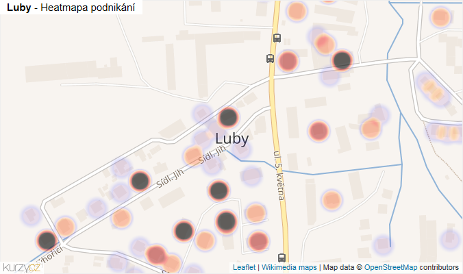 Mapa Luby - Firmy v části obce.