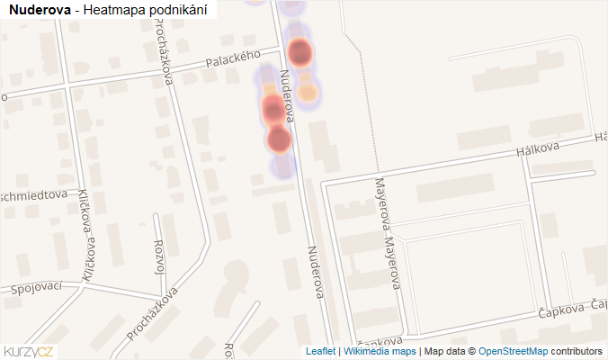 Mapa Nuderova - Firmy v ulici.