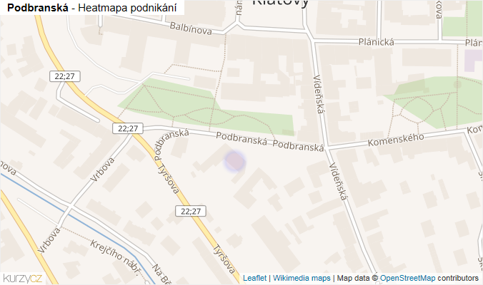 Mapa Podbranská - Firmy v ulici.