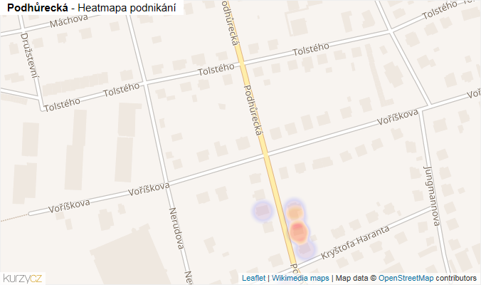 Mapa Podhůrecká - Firmy v ulici.