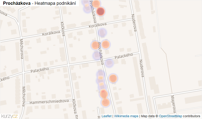 Mapa Procházkova - Firmy v ulici.