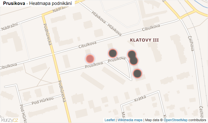 Mapa Prusíkova - Firmy v ulici.