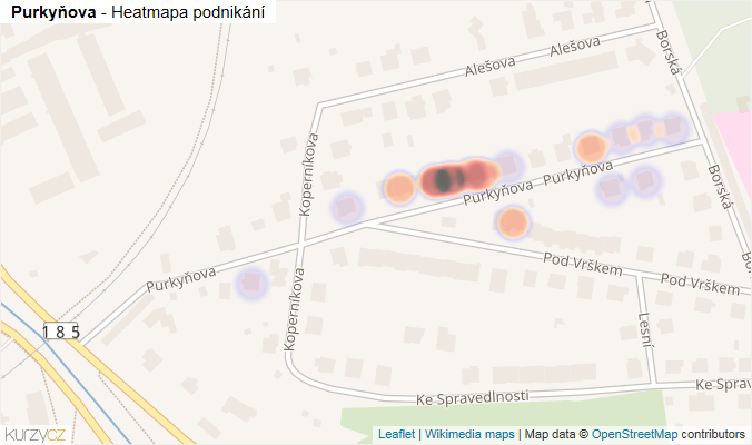 Mapa Purkyňova - Firmy v ulici.
