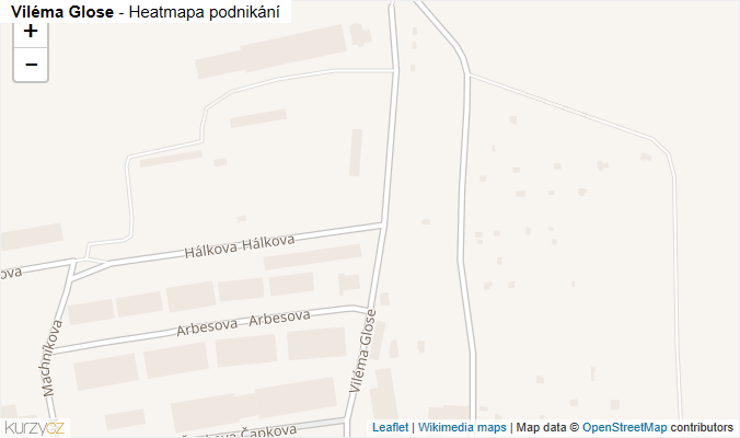 Mapa Viléma Glose - Firmy v ulici.