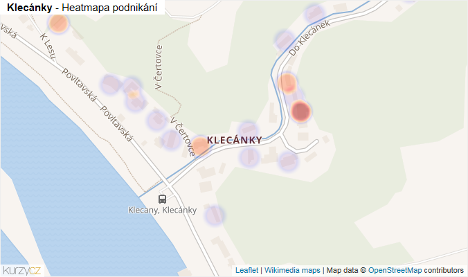 Mapa Klecánky - Firmy v části obce.