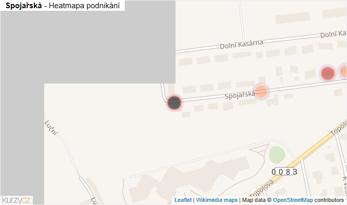 Mapa Spojařská - Firmy v ulici.