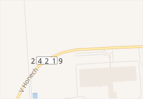V Honech v obci Klecany - mapa ulice
