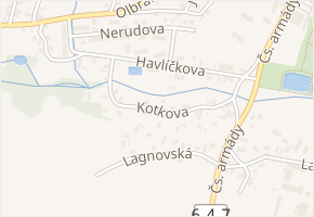 Kotkova v obci Klimkovice - mapa ulice