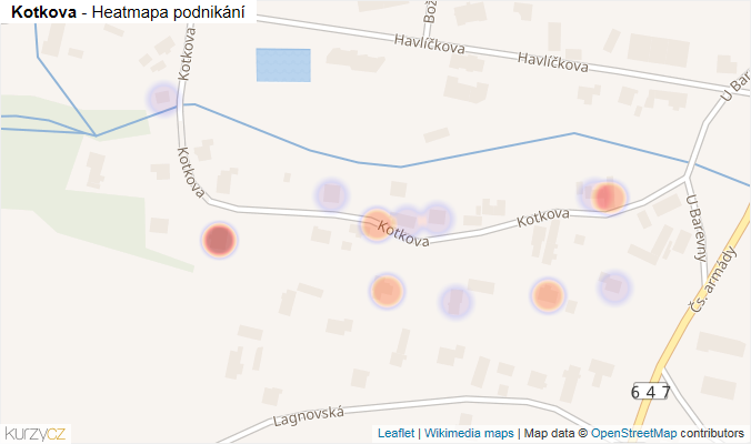 Mapa Kotkova - Firmy v ulici.
