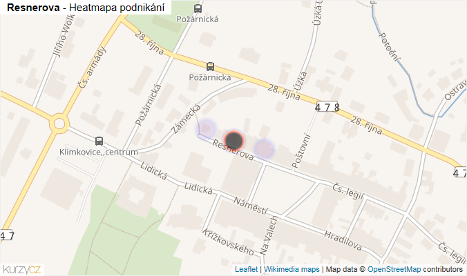 Mapa Resnerova - Firmy v ulici.