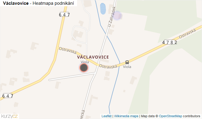 Mapa Václavovice - Firmy v části obce.
